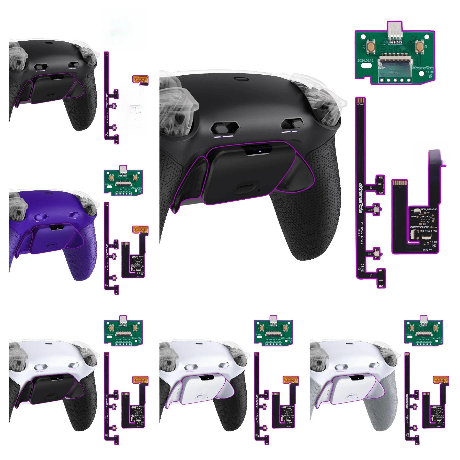 eXtremeRate RISE Plus MAX Zestaw przypinanych przycisków tylnych z gumowanym uchwytem do kontrolera ps5 BDM-030 040 050 — zdjęcie produktu 7