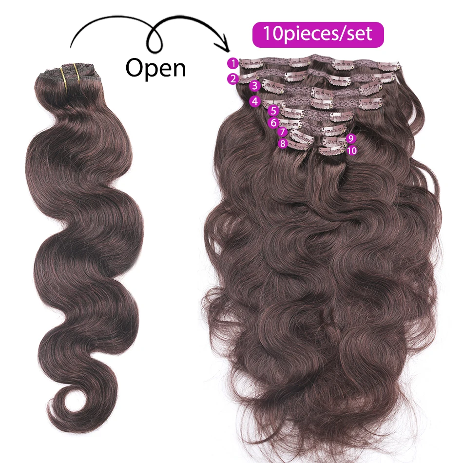 Uperfectly-Clip de onda corporal para mujer, extensión de cabello humano Natural, pieza de cabello, Clip de extensión