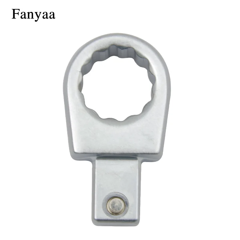 Fanyaa Plum Ring Thread Torque Wrench Head 14*18mm Square Drive End Bolt Clamp Ring Spanner Head Repalcement Part Diam 8-32mm