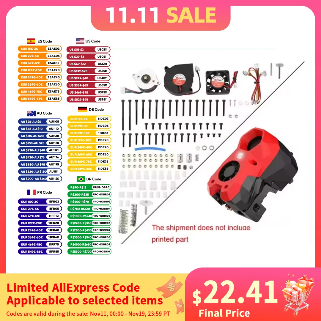 

Комплект Voron Stealthburner SB Hotend Extruder ABS + комплект горелки Stealth с двигателем и вентилятором для деталей 3D-принтера Voron 2.4 Trident