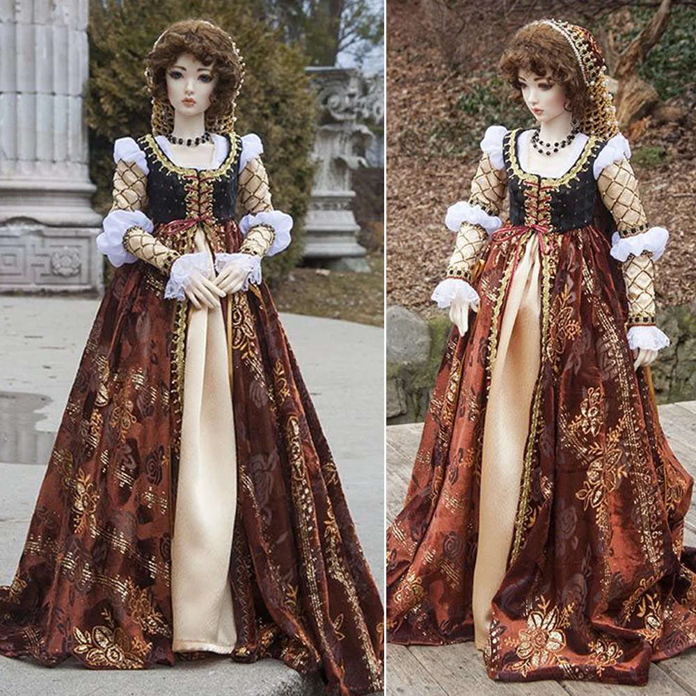 Historisches mittelalterliches italienisches Renaissance-Königshof-Kostümkleid für Königinnen, langärmliges, mit Schnürung versehenes, märchenhaftes Prinzessinnen-Abendkleid.