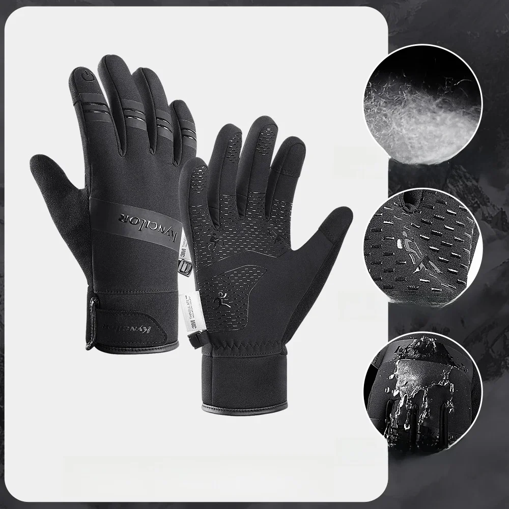 AliExpress Fezrgea 3M Gloves Black Waterproof Winter Warm Cycling Outdoor Sports Running Riding Motorcycle Ski Touch Screen Snowboard Gloves Men