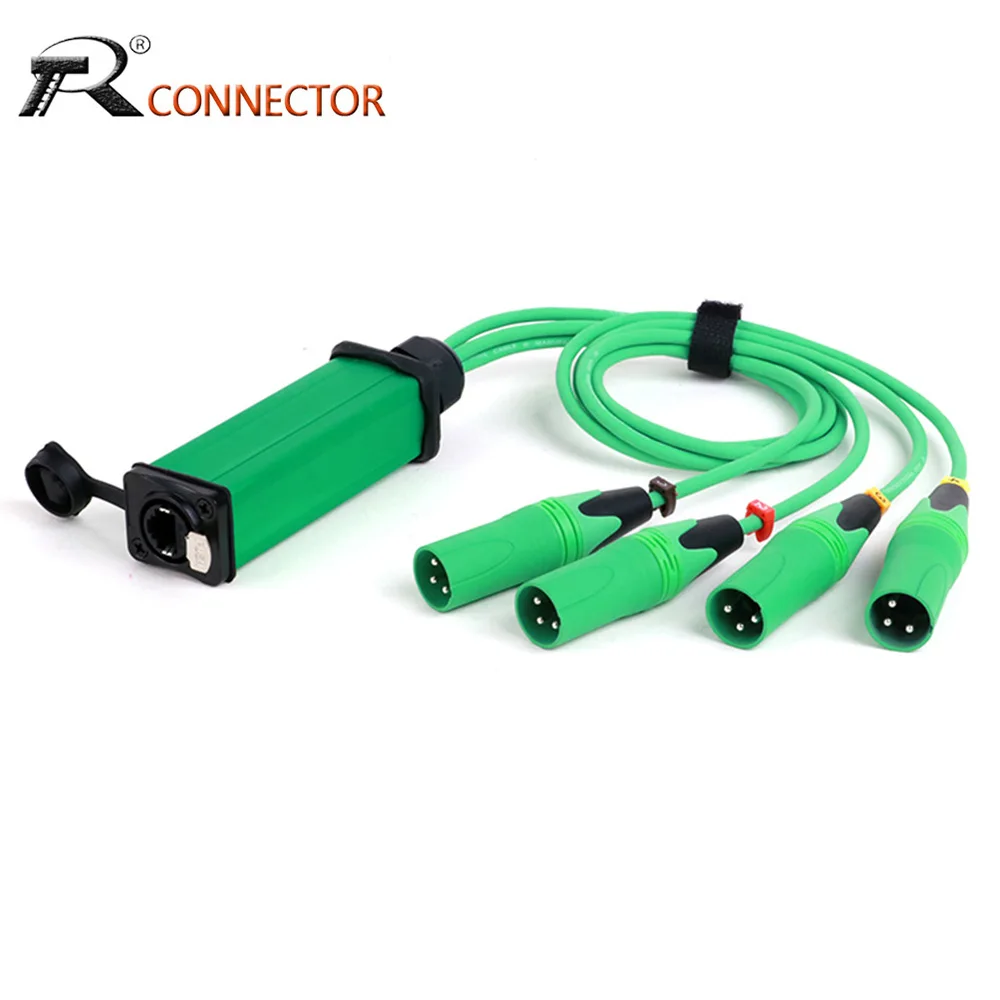 

RJ45 CAT5/6 Socket Box Extender to 4 Channel 3Pin XLR Male Multi Network Receiver Audio Snake Cable for Stage Lighting Recording