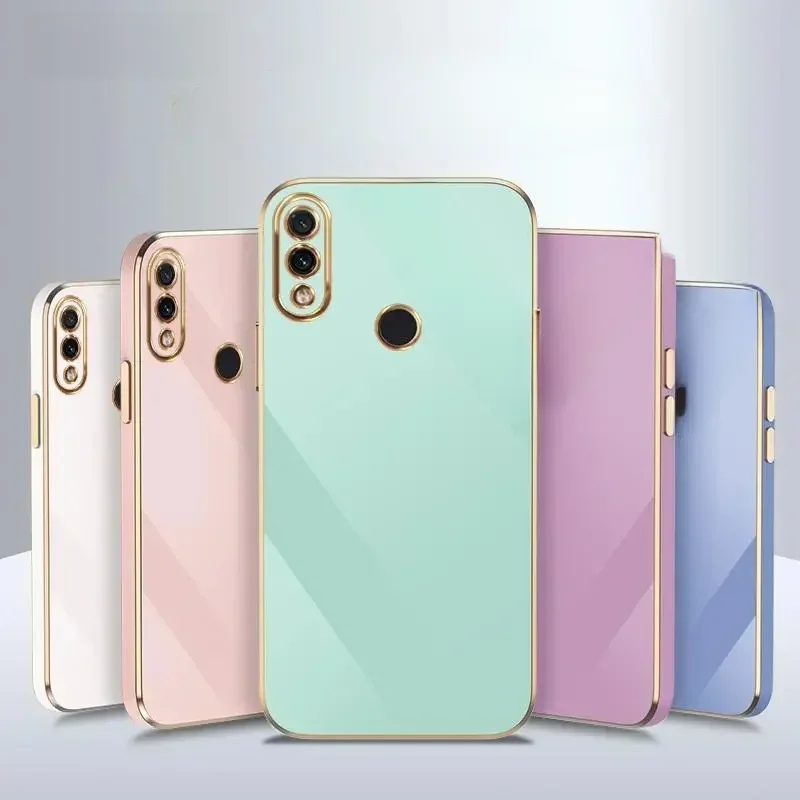 Coque de téléphone Xiaomi Redmi Note 7, étui en Silicone plaqué couleur unie, couverture arrière carrée souple