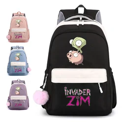 Anime Cartoon Invader Zim Pattern Backpack Teenage School School Bag Cartoon Backpack High Quality Large Capacity Backpacks