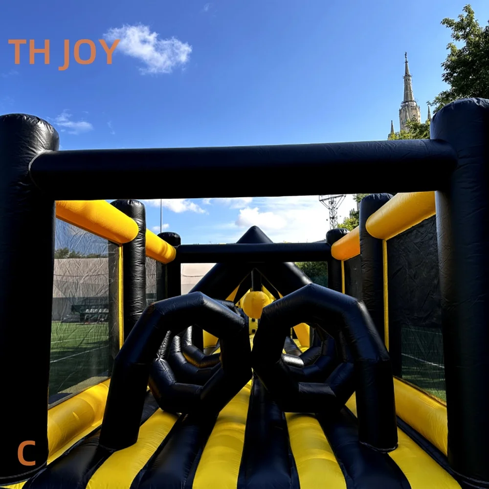 Cours d'obstacles gonflable de maison de rebond pour enfants commerciaux de 80 pieds 24m de long, diapositives de cavalier gonflables géantes pour adultes combos jeux de sport