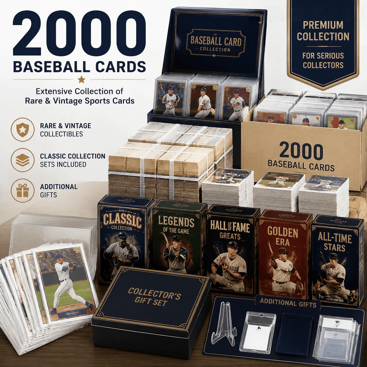 Large Baseball Card Assortment 2000 Count Sports Trading Card Lot Random Mixed Collection for Organizing Display Gift Giving Hobby Use Card Collector Starter Set