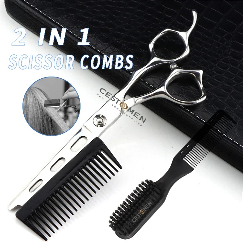 

Newest Professional Barber 2 in1 Hair Cutting Scissors Comb 6 Inch JP440C Steel Hairdresser Scissor For Hair Styling Salon Tools