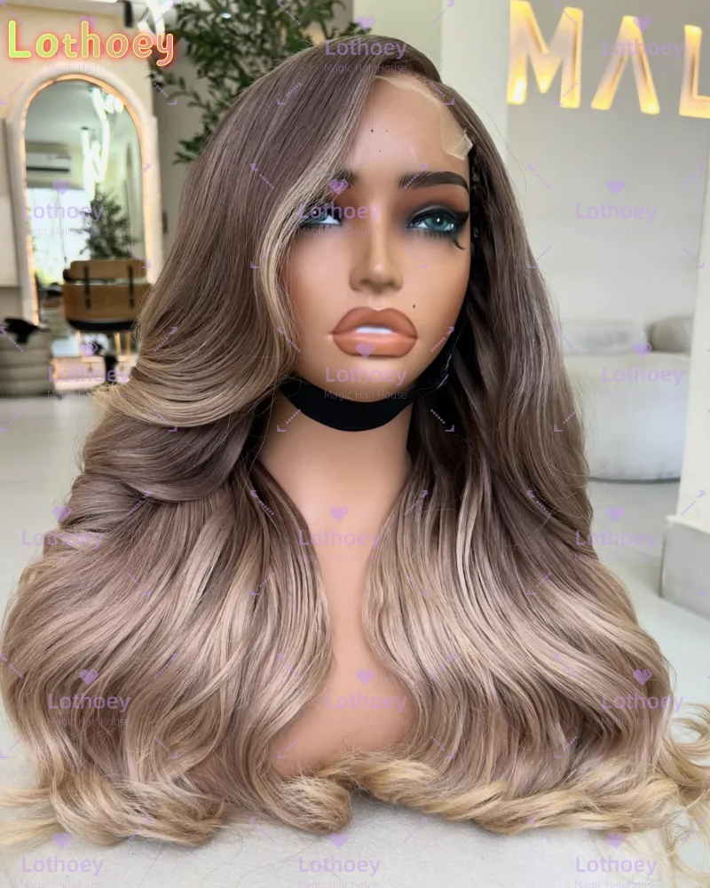 

Long body wave wig human hair wig natural wig right bias glue-free wig silk base wig lace wig soft daily