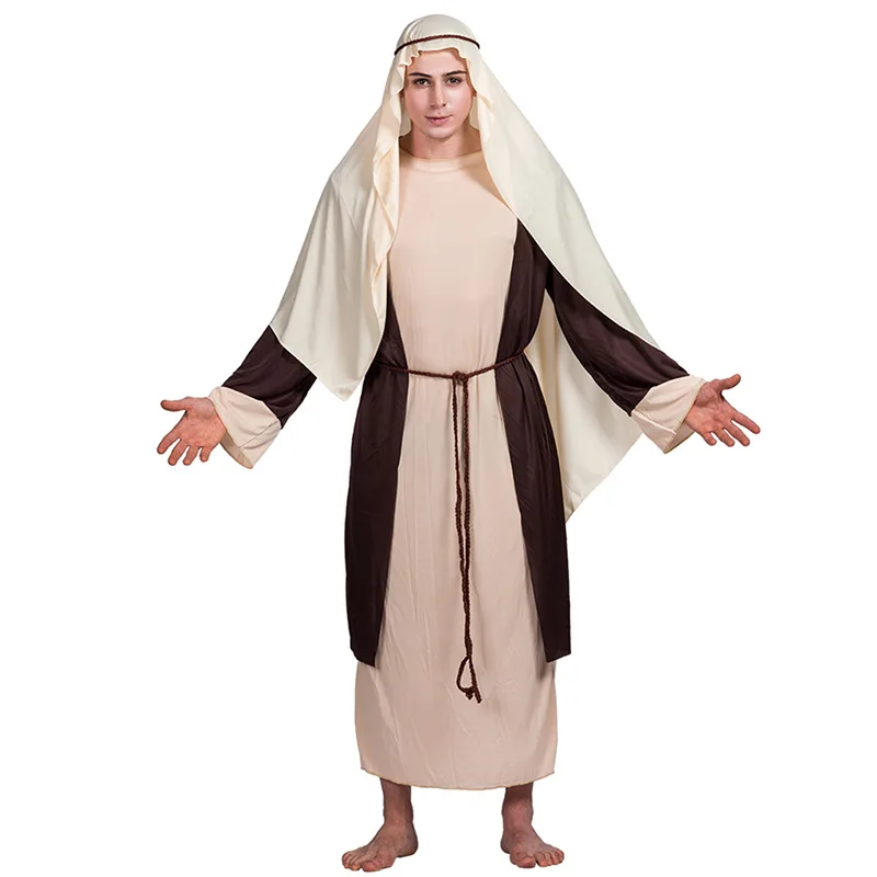 

Mens Saint Joseph Biblical Religious Costume Cos Arabian Robe Headband Suits Halloween Carnival Easter Purim Party Fancy Outfits