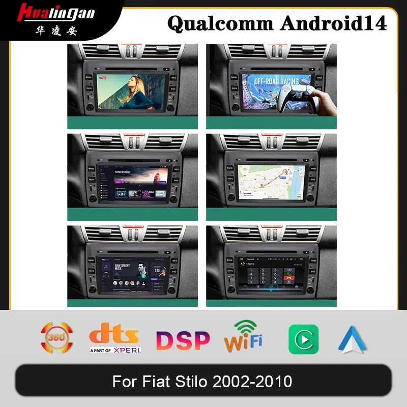 Hualingan Wireless CarPlay Android Auto Radio for Fiat Stivo 2001 2002 2003 2004-2010 car intelligent systems RDS BT WiFi 2 Din
