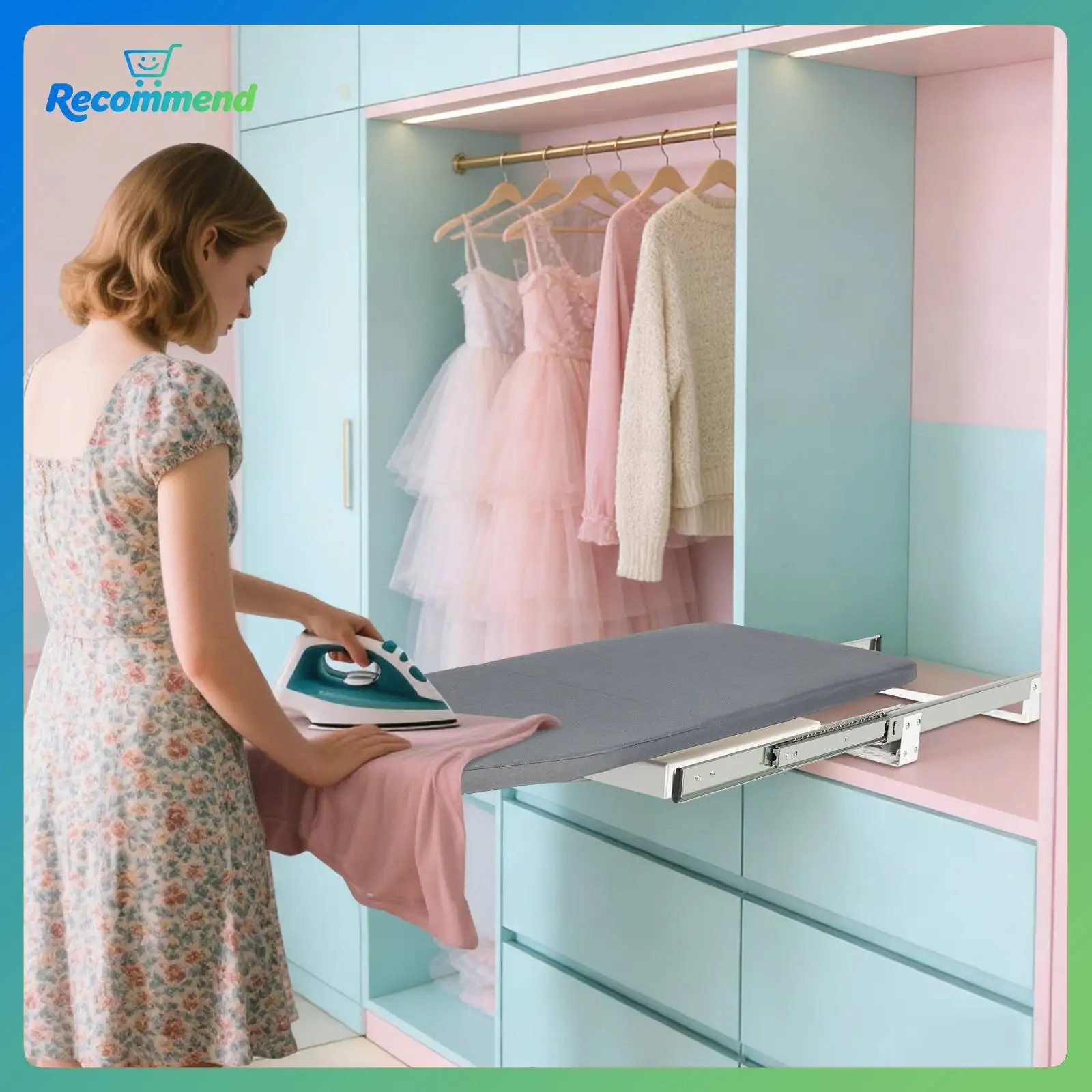 Planche à Repasser, Planche à Repasser Pliable, Housse En Coton Durable, Rotative à 180° ° Table à Repasser Robuste En Aluminium, MDF éPais, Gain De Place, Gris, Usage Intensif, Rangement Facile, Pour Buanderie, Usage Domestique-image