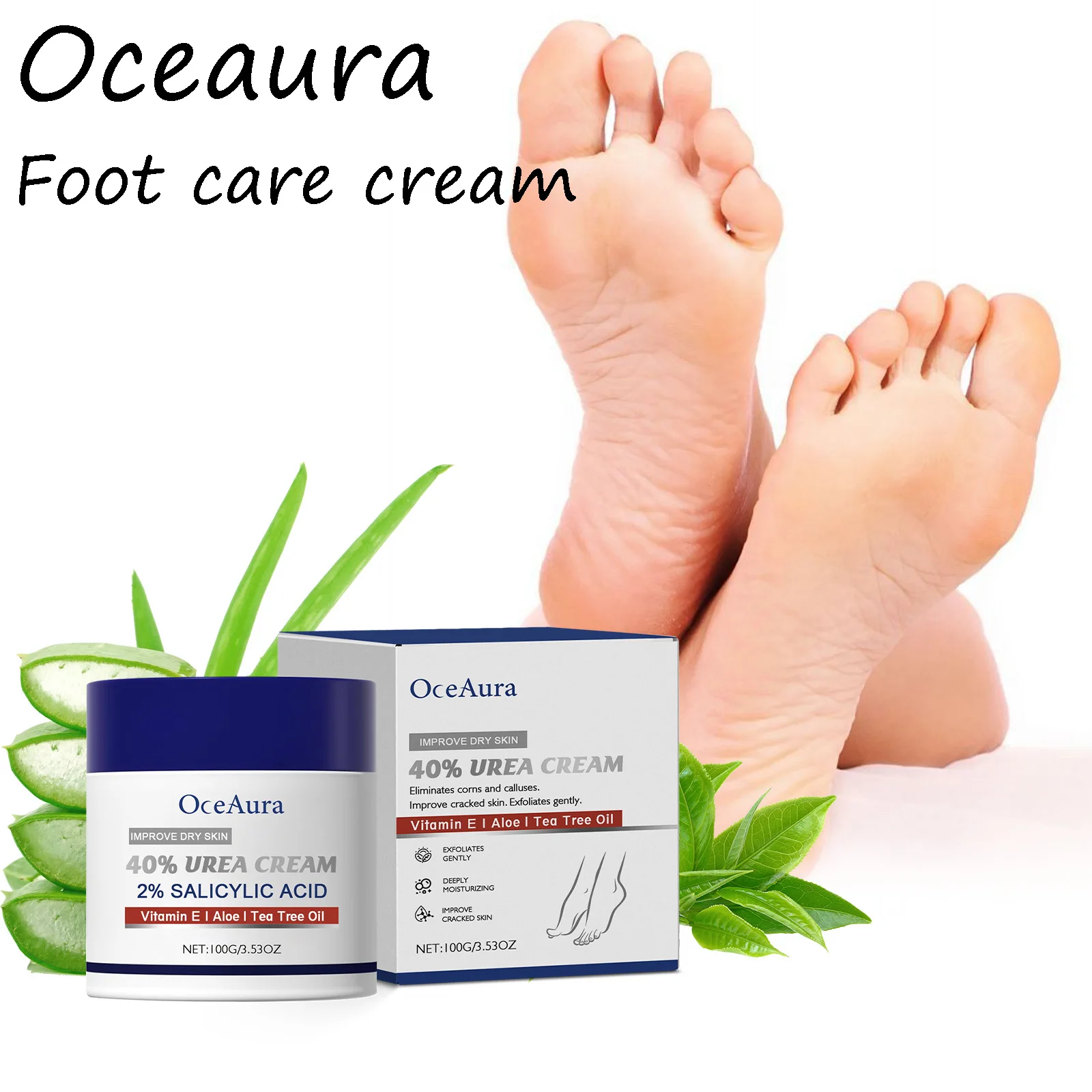 

Крем для ухода за ногами Oceaura, ежедневное увлажняющее средство, сухое сверление, уменьшение дискомфорта, смягчение сухих потрескавшихся пяток, гладкий лосьон для ног