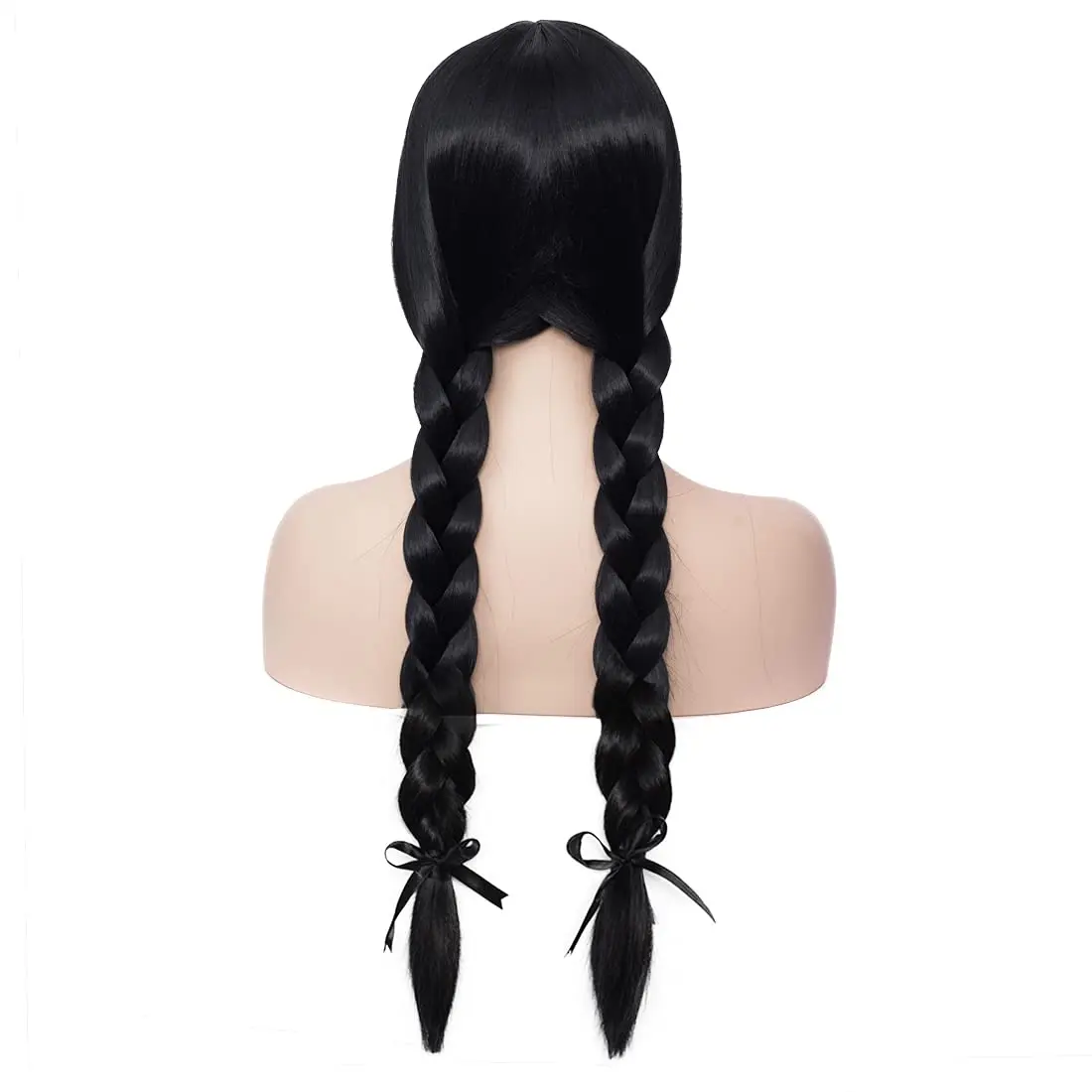 Long Straight Middle Parting Pre-Braided Heat Resistant Halloween Costume Wig (Black)