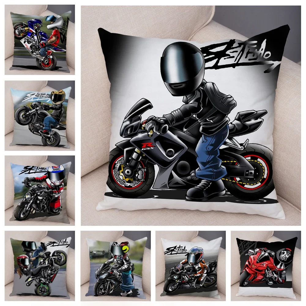 AliExpress Extreme Sports Cushion Cover Decorative Cartoon Motorcycle Pillowcase Polyester Color Mobile Bicycle