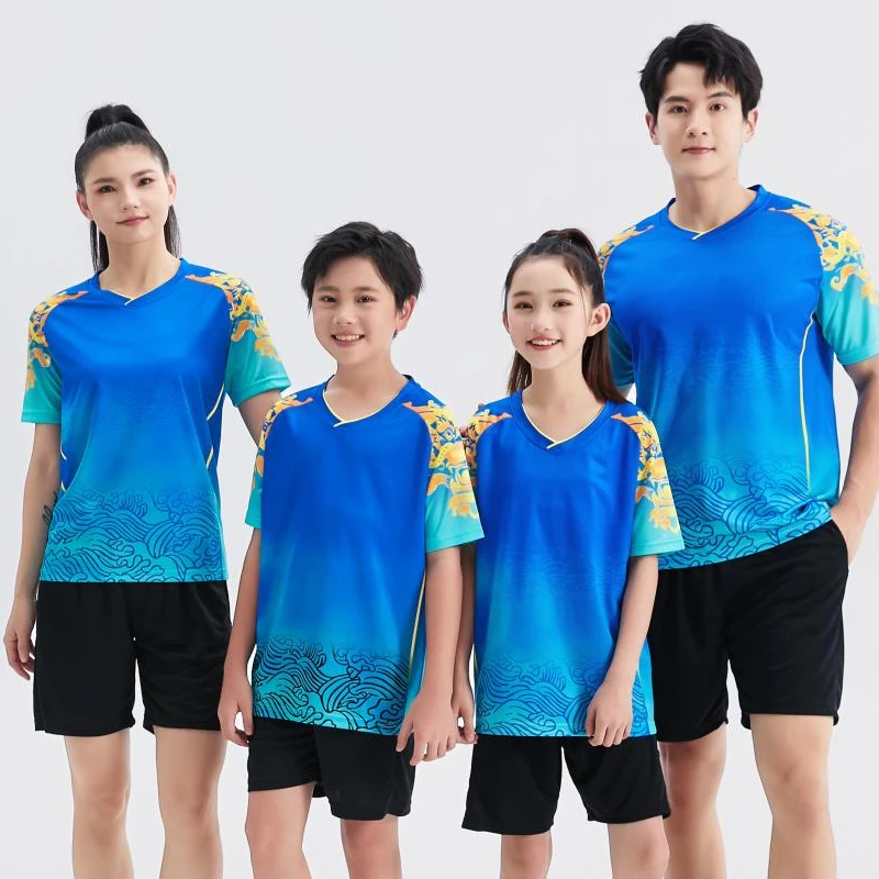 China Dragon camicia da Ping Pong rosso blu modello asiatico camicia da Badminton uomo donna bambino formazione Ping Pong vestiti vestiti da gioco