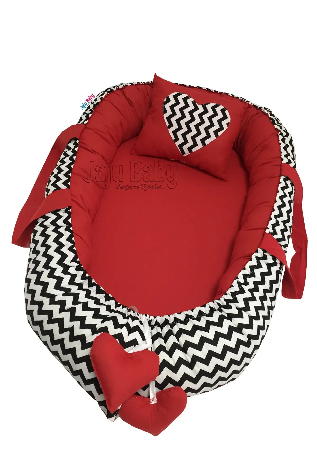 

Handmade Black Zigzag Red Luxury Orthopedic Babynest