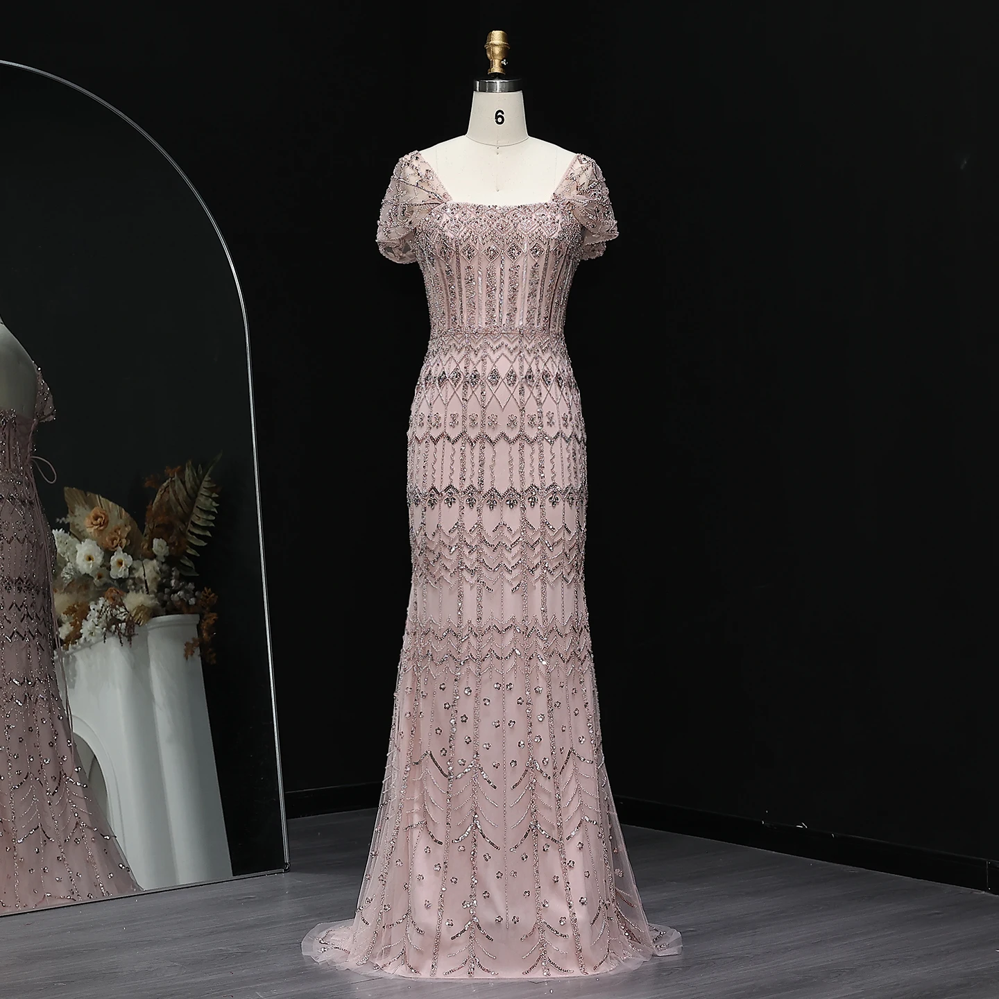 Sharon Said Luxuriöses Dubai Grünes Meerjungfrauenkleid Arabisches Abendkleid Fliederfarbene Flügelärmel 2026 Damen Hochzeitsfeierkleider SS291 Maßanfertigung – Detail 28