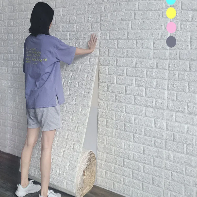 Paneles de pared de fondo 3D para decoración de dormitorio, sala de estar con patrón de ladrillo para papel tapiz, pegatinas impermeables para el