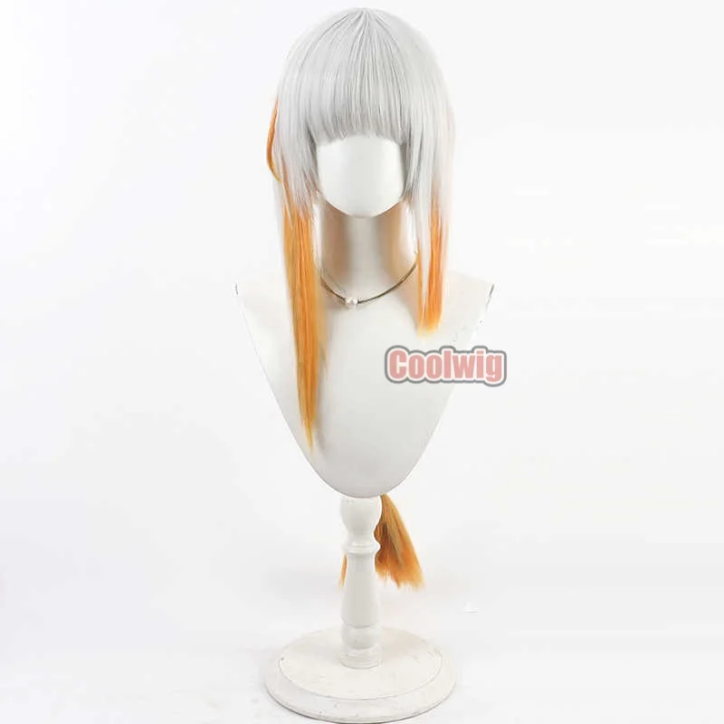 Coolwig Synthetic Hair M16A1 Cosplay Wigs Girls Frontline M16A1 80cm Silver White Mixed Orange Gray Braided Wig Heat Resistant view 2
