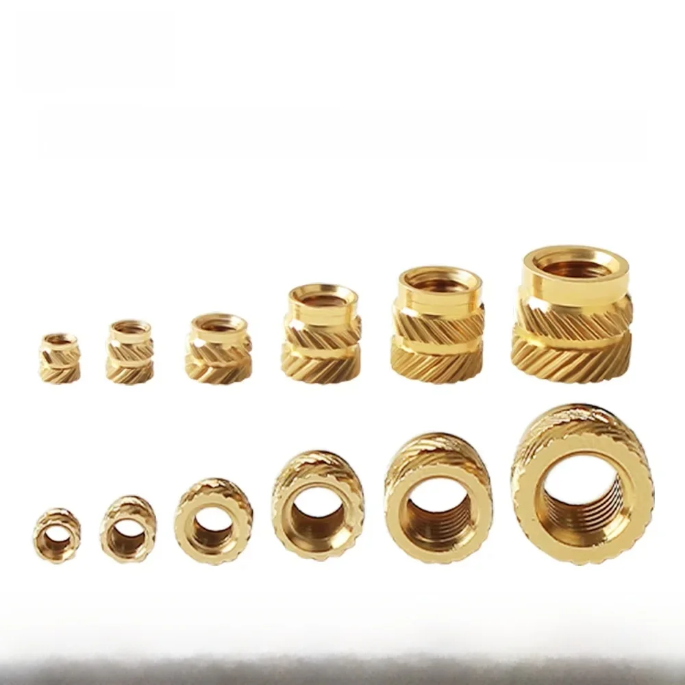 Messing-Einsatzmutter-Set mit Gewinde M2 M2,5 M3 M4 M5 M6 Hot Melt Heat Rändel Embed Injection Kupfer-Einsatzmutter 3D-Druck-Kunststoffmuttern