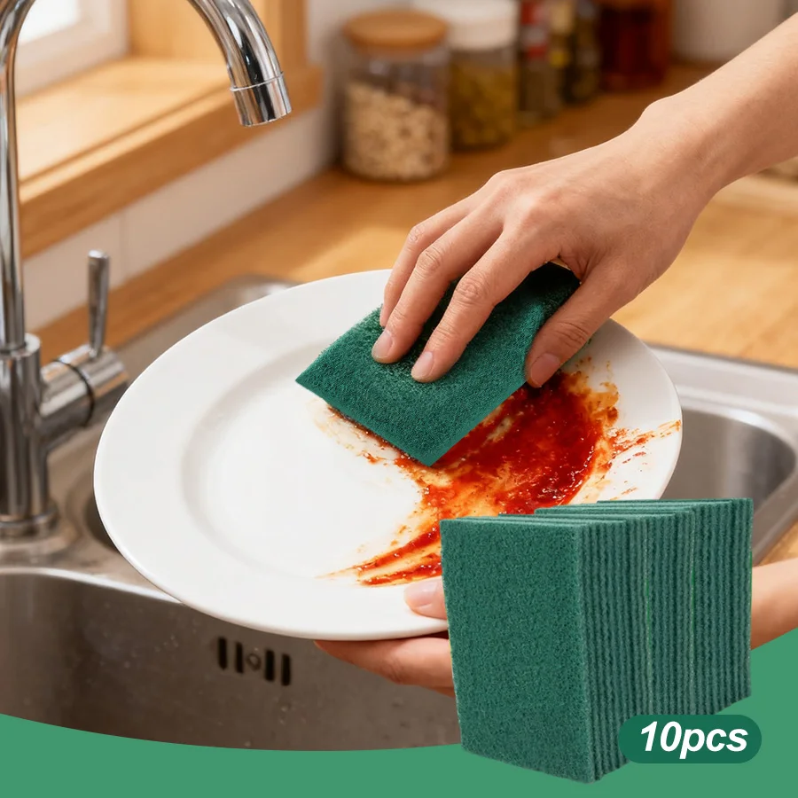 ชุดฟองน้ำทำความสะอาดอเนกประสงค์ 10 ชิ้น ตัวช่วยครัวในวันคริสต์มาส! ขจัดคราบไขมัน/น้ำมันฝังแน่น ขัดล้างจาน กระทะ อ่างล้างจาน