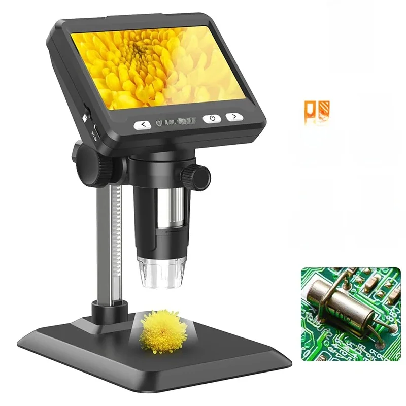 4.3'' Digital Microscope 1200X USB Microscope 1080P Video Microscope for Adult Soldering 8 LEDs Compatible with Windows/Mac OS
