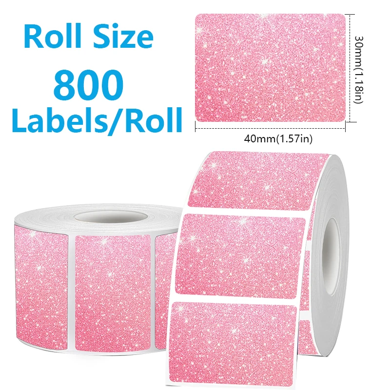 VOOR Phomemo 241BT 246S D520 50mm-150mm LABEL Holografisch Zilver Laser Goud Gradiënt Bedankt Kaart sticker voor LOGO Barcode Birthda