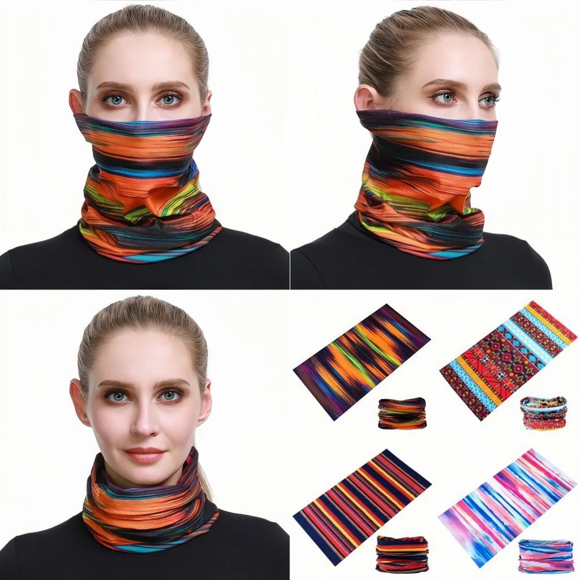 AliExpress NONE Classic Colorful Striped Design Tubular Seamless Bandanas Summer Sun Protection Bicycle Moto Balaclava Deporte Sports Mask