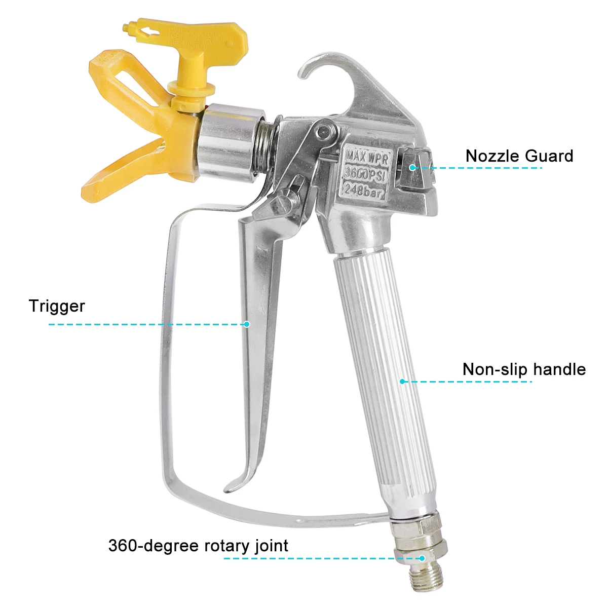 Imagem -02 - Charhs Pistola de Pintura Mal Ventilada com Bico Guarda para Bomba Pulverizador 3600psi Alta Pressão Pintura Pistola Ponta Titular 517 519 523 535