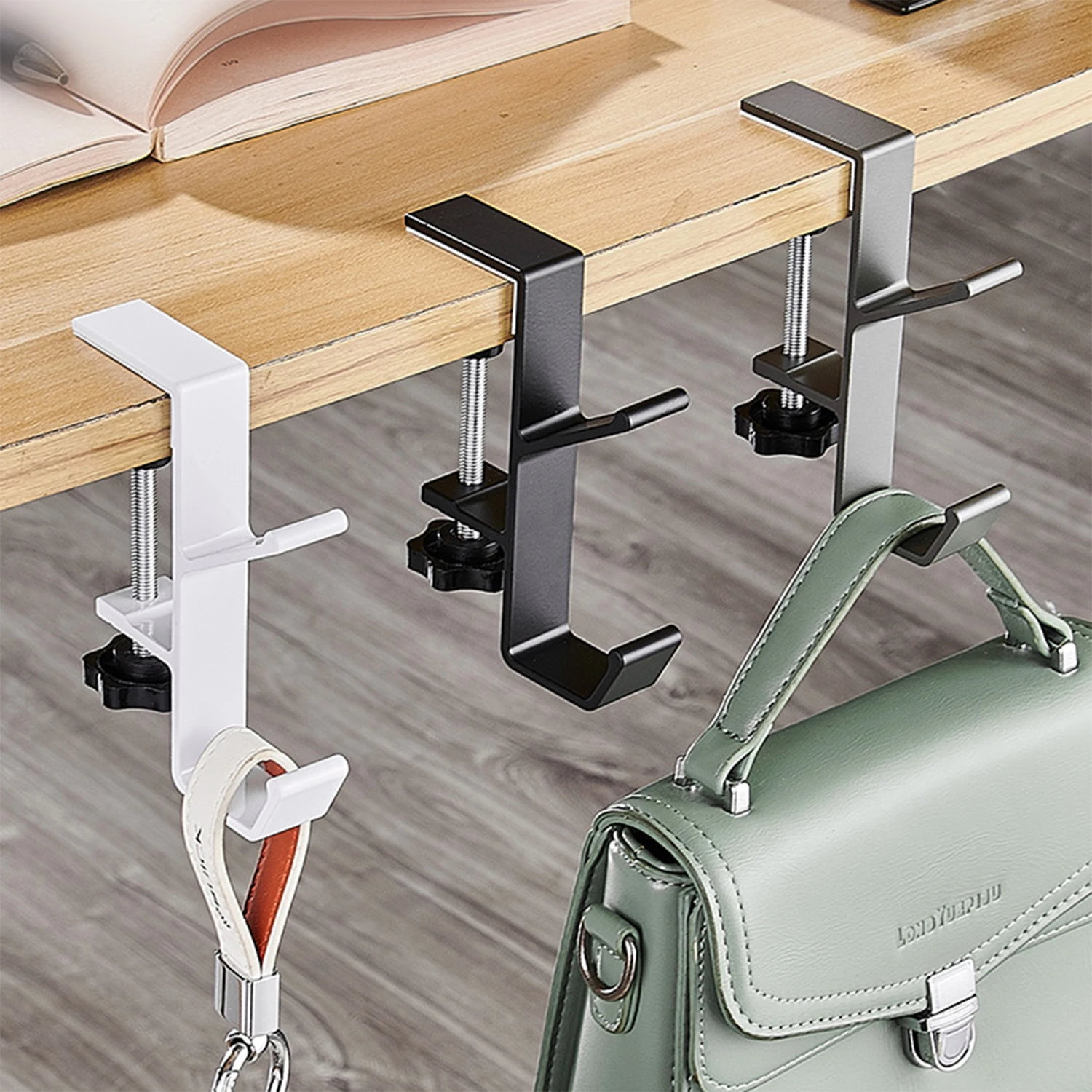 

Регулируемый крючок для края стола, игровая гарнитура, настольная вешалка для хранения рюкзака, подвесной держатель с крючком, органайзер для домашнего офиса без перфорации