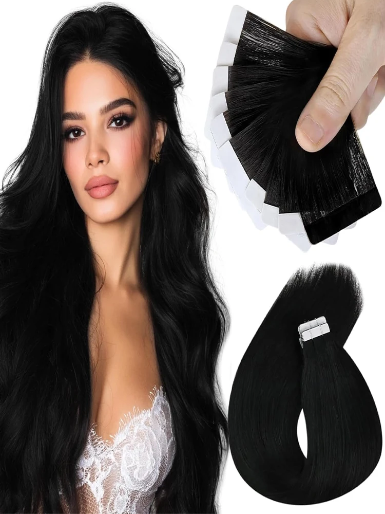 20 stks Braziliaanse Remy Menselijk Haar Tape In Extensions Steil Haar Naadloze 50 g/pak Huid Inslag Lijm Lijm Natuurlijke Zwarte Tape In - afbeelding 2