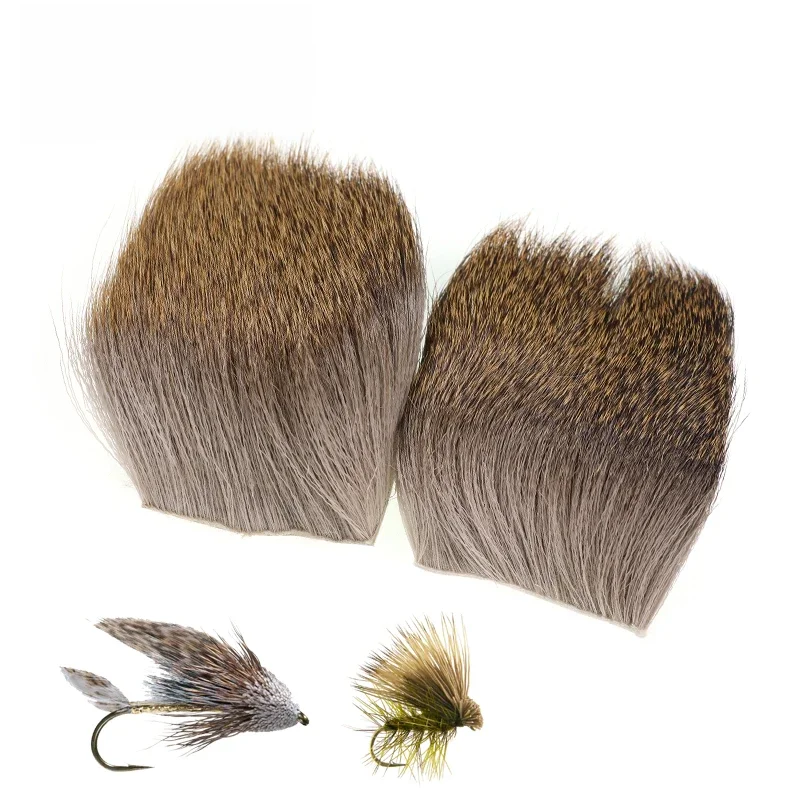 Bimoo 1PC 5CM * 5CM Naszywki z włosia jelenia dla Minnow Fly Tying Material Dry Elk Hair Caddis Fishing Flies Wing Making Natural Color — zdjęcie 2