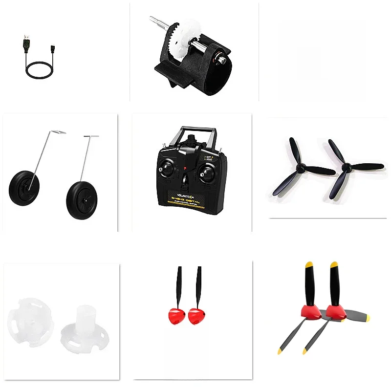 RC Vliegtuig Accessoires USB Lader Propeller Landingsgestel Afstandsbediening Vliegtuigen Onderdelen Past voor P51D BF109 P40 Spitfire F4U - afbeelding 2