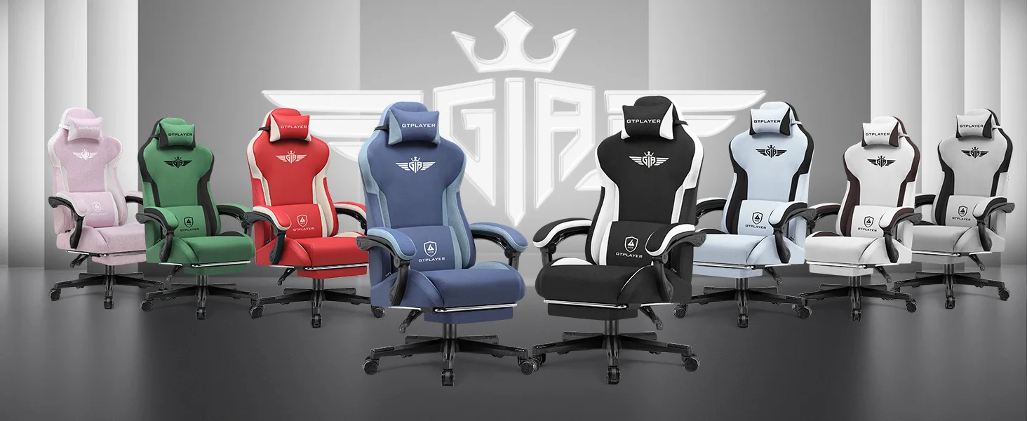 GTPLAYER Gaming Stuhl, Ergonomischer Gamer Stuhl aus Stoff mit Lendenwirbelstütze, PC-Stuhl mit verbreiterter Rückenlehne – Detail 7