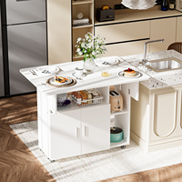 Wooden Multifunctional Storage Table Foldable Mobile Dining Table Open Shelf Suitable For Kitchen Living Room Bedroom Bedside