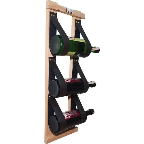 Cintre en cuir pour bouteilles de vin, porte-bouteille en bois, capacité de 3 bouteilles, T1