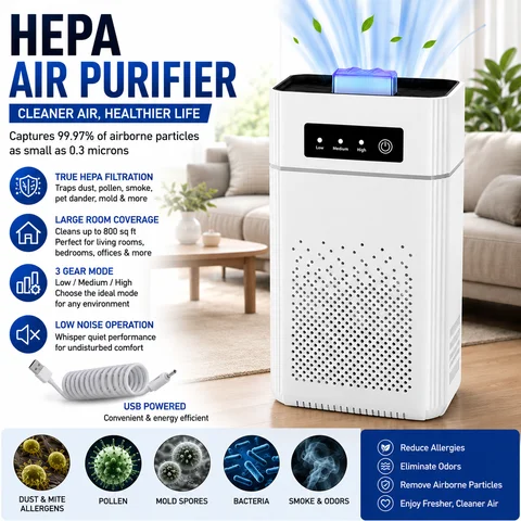 Home HEPA Air Purifier Large Room Air Cleaner for Dust Smoke Odor Pollen Pet Dander Allergies