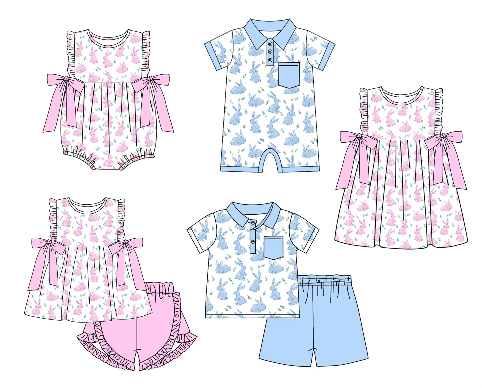 

Модный пасхальный детский костюм: шорты без рукавов с рюшами и бантом, принт кролика, для девочек и мальчиков, комбинезон-пижама для малышей