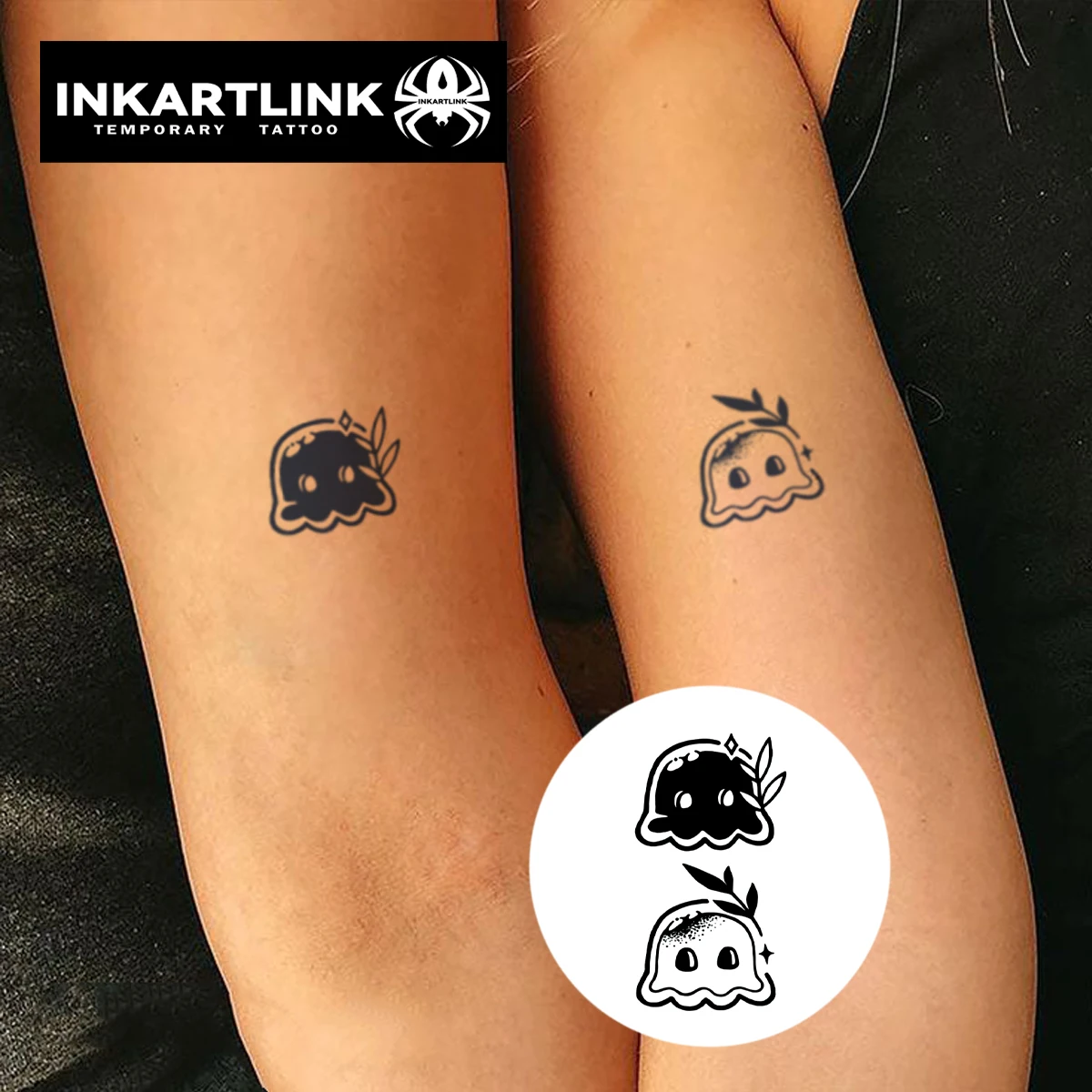 3 pcs Cute Little Ghost Temporary Tattoo, Lasts Up to 15 Days New Technology Magic Waterproof Semi Permanent Sticker.
