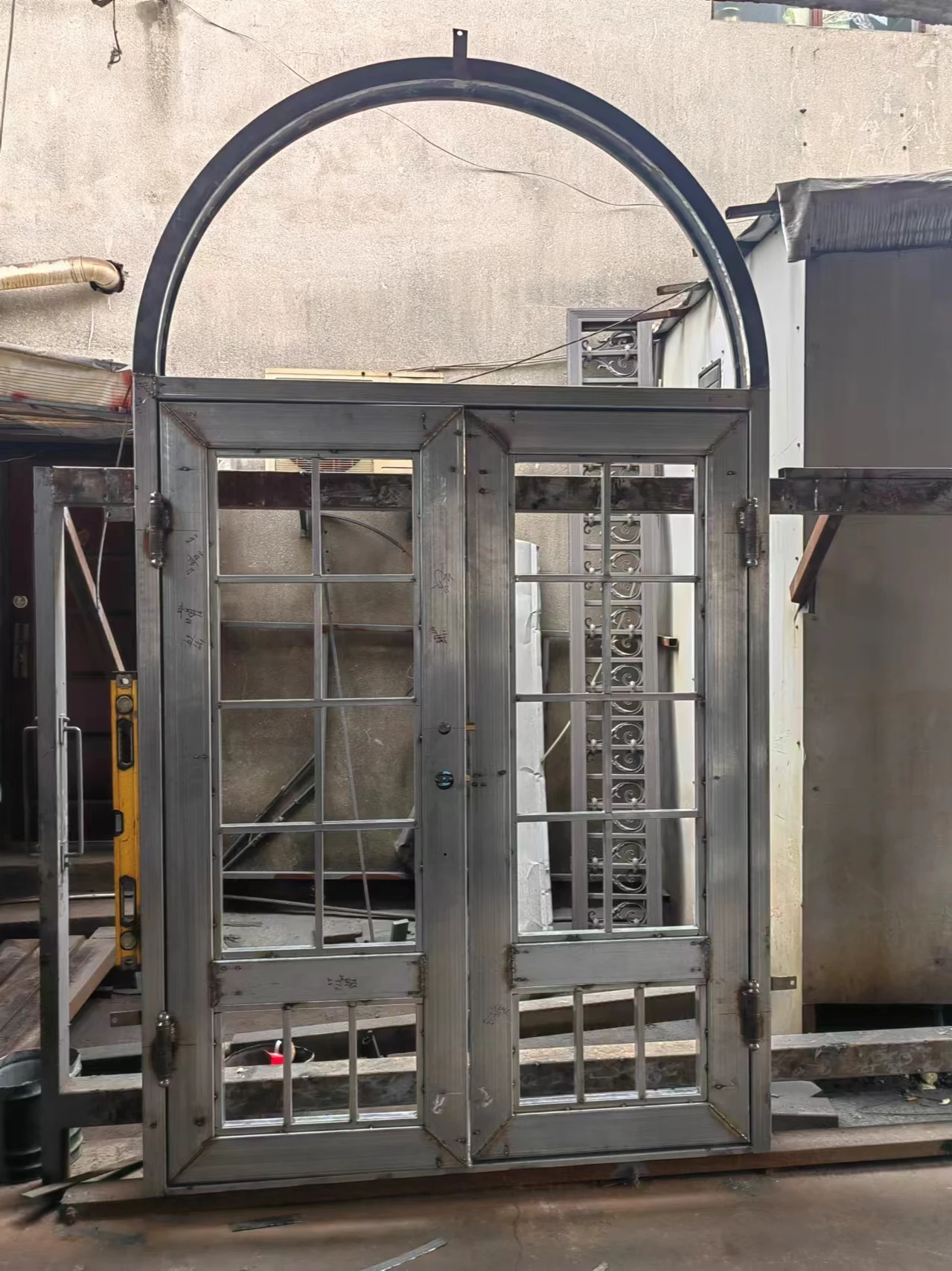 steel glass french double iron door china