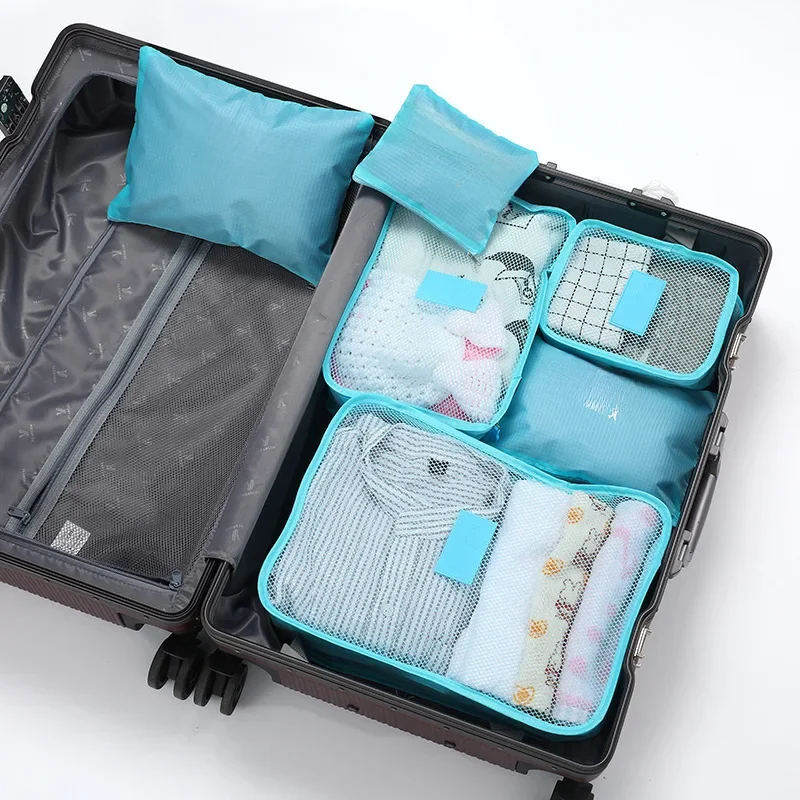 6-delig/set reisopbergtas draagbare grote capaciteit waterdichte bagageruimte kleding ondergoed opbergtas met ritssluiting - afbeelding 2