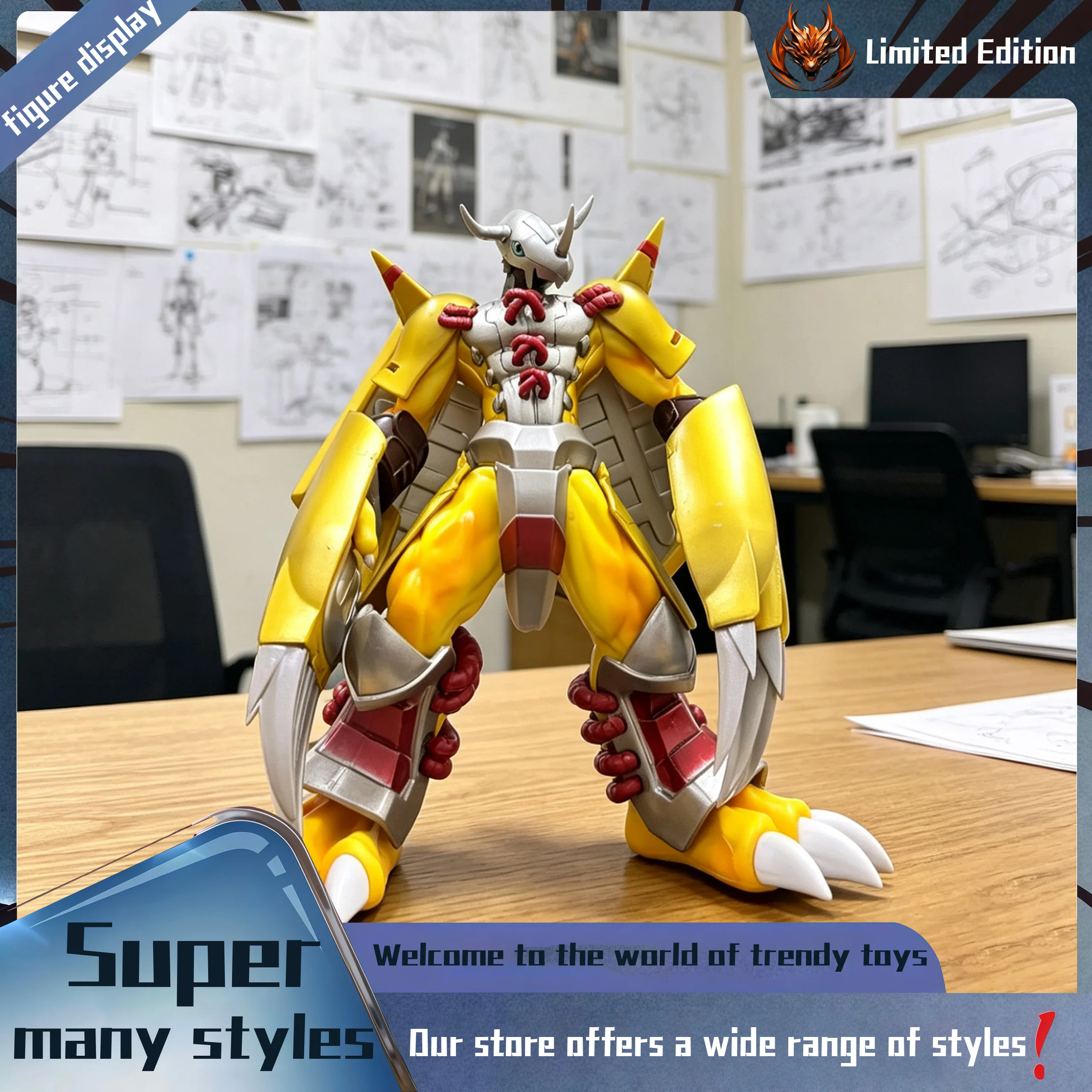 

Battle Tyrannosaurus 1.0 (Yellow) Peripheral figurine model table decoration, trendy toy scene decoration, car decoration