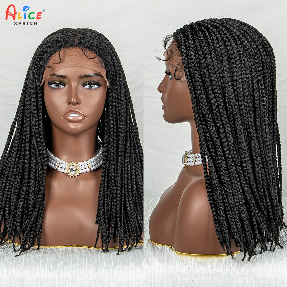 New Arrival 16 inches Bob Braided Wigs Synthetic T Part Lace Wigs with Baby Hairs Braids Wigs for Black Women 27/613 Color