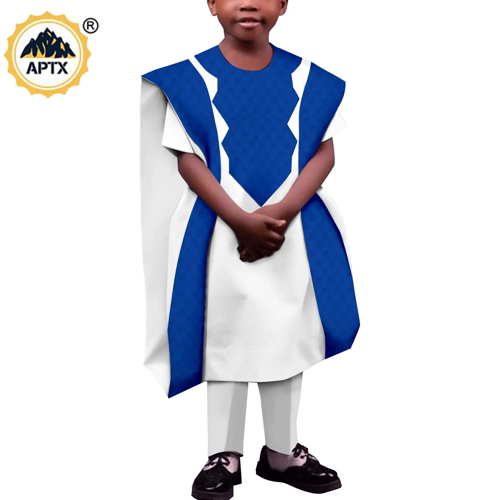 Dashiki African Clothes for Kids Children Summer Casual Boys Agbada Outfits Asoebi Robes Top Shirts and Pants Sets Y224002