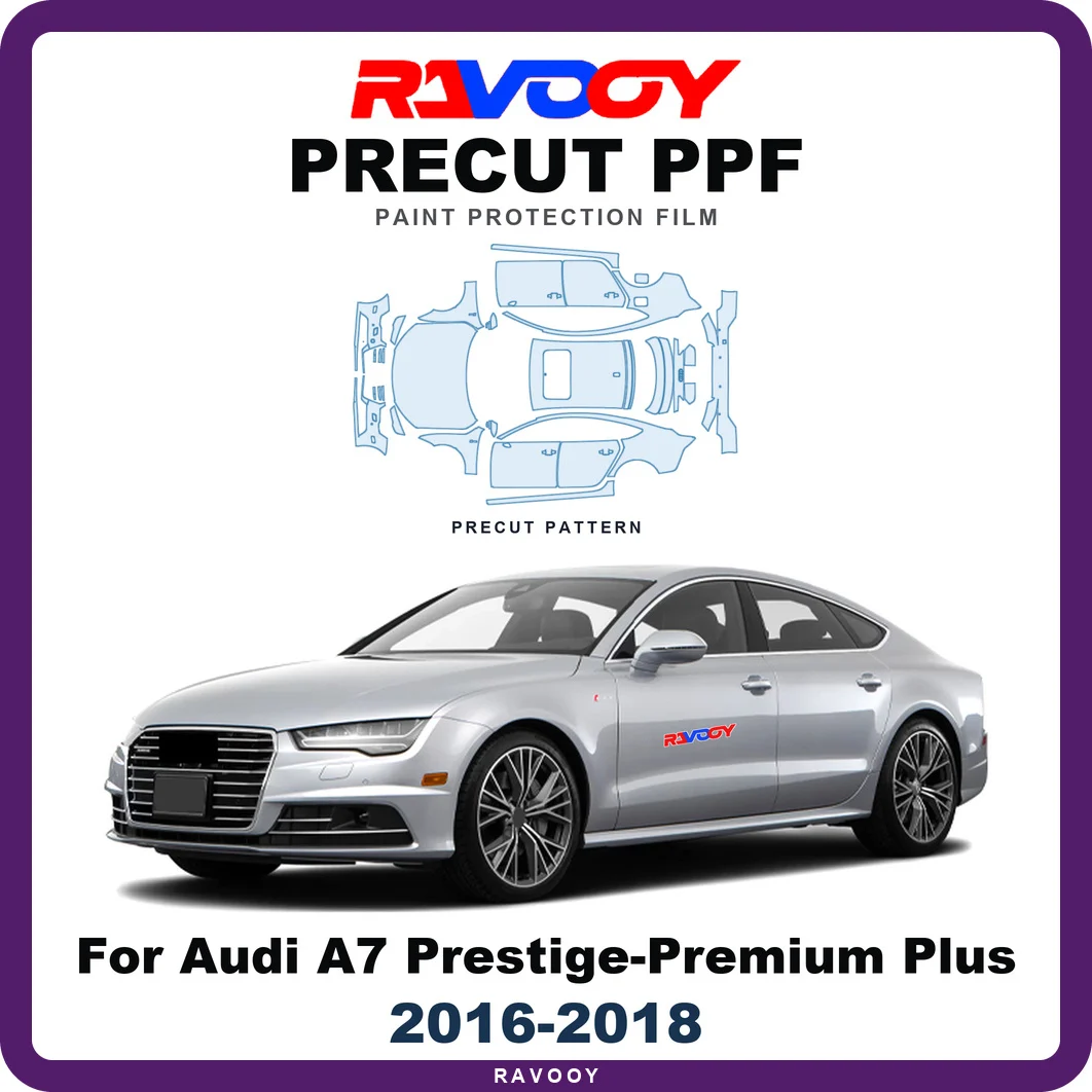 Precut PPF For Audi A7 Prestige-Premium Plus 2016-2018 8.5mil TPU Paint Protection Film Hood Bonnet Bumper Headlight Clear Kit