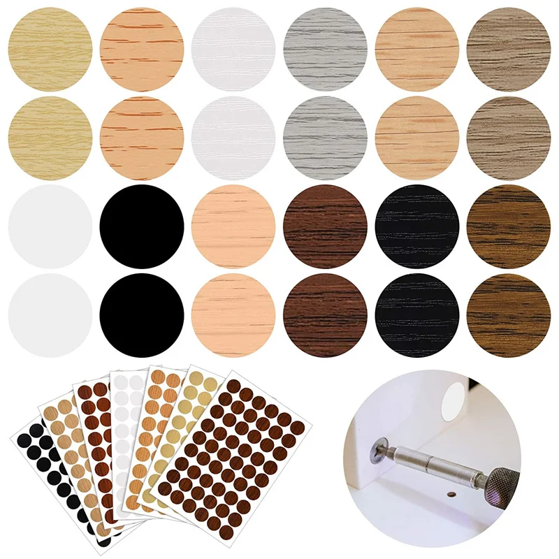 12mm 15mm 21mm Screw Hole Covers Stickers PVC Screw Cover Caps Self-Adhesive For Furniture Cabinet Repairing