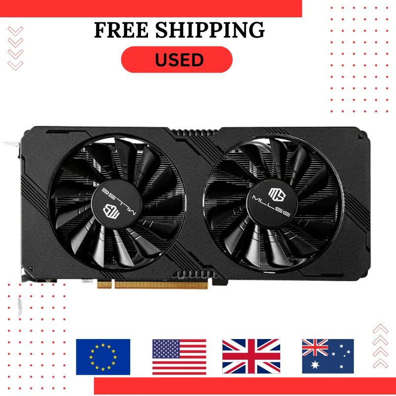 Б/У видеокарта MLLSE AMD RX5700XT 8 ГБ Placa De Video GPU GDDR6 256-бит 7 нм Поддержка игр Настольный процессор Видеокарта rx 5700xt 8 ГБ