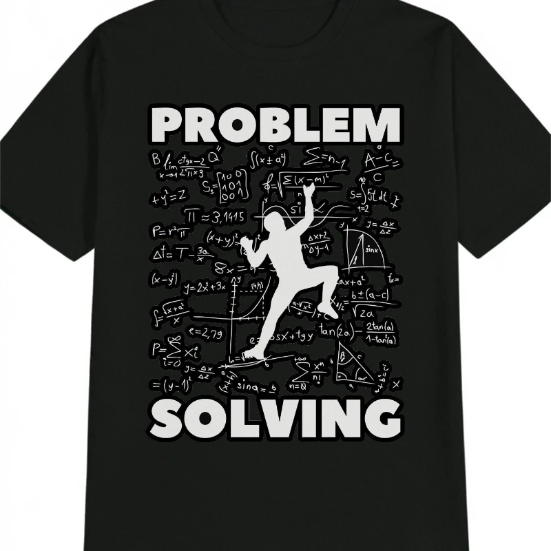 

Men'S Casual T-Shirt with Mathematical Problem Solving Graphic Pure Cotton Crew Neck, Knit Fabric Regular Fit Y2K Dark Humor Ban