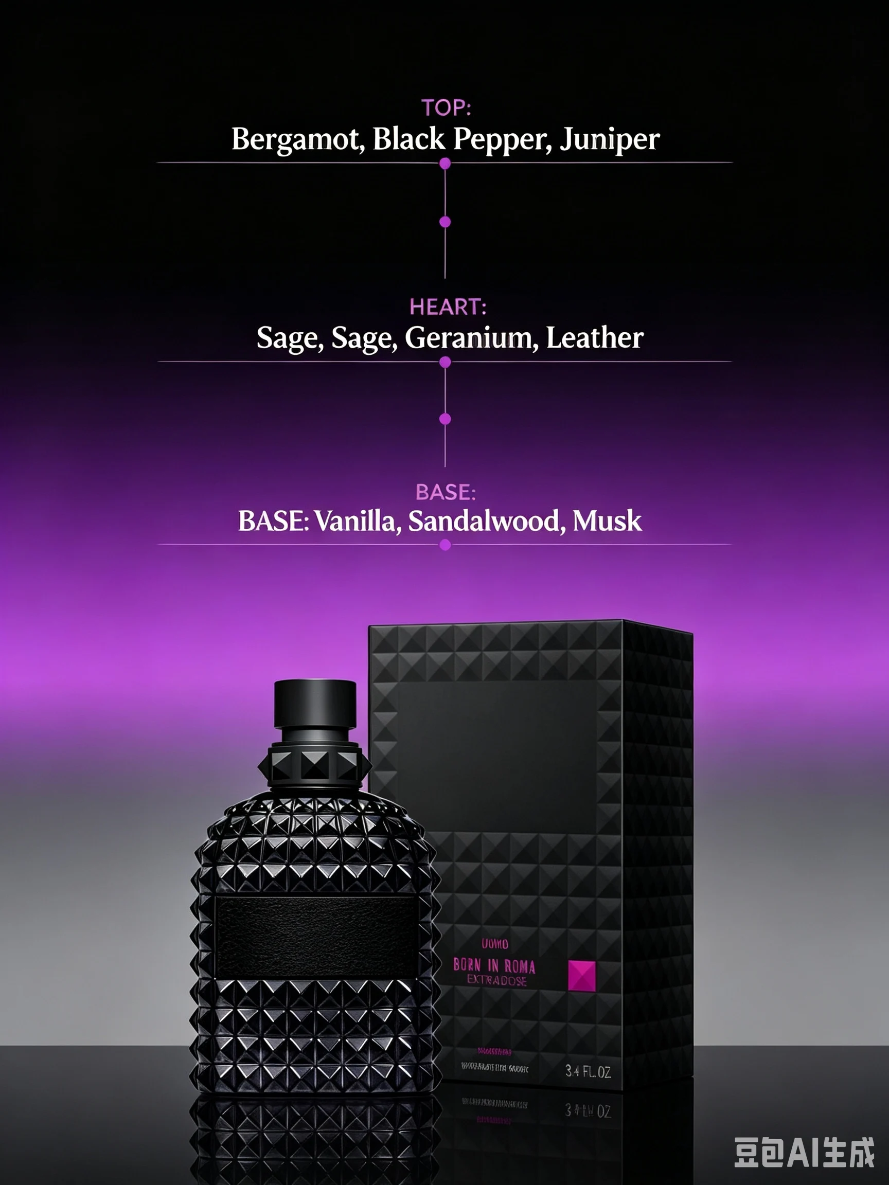 VALE.NTINO Uomo Born in Roma Extradose Parfum 3.4 Fl Oz 100ml, Masculine Woody Aromatic Spicy Men's Cologne, Long Lasting Intense Scent for Office Daily Date Night Fall Winter, Luxury Fragrance Gift for Him Same Original Premium Quality